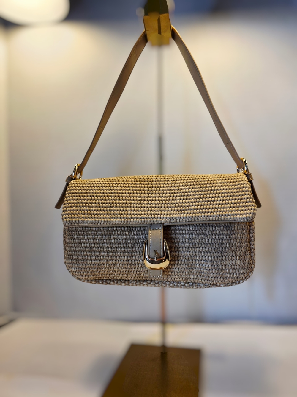 SALE!! Woven Rattan Front Flap Shoulder Bag in Beige by Urban Expressions  NWT